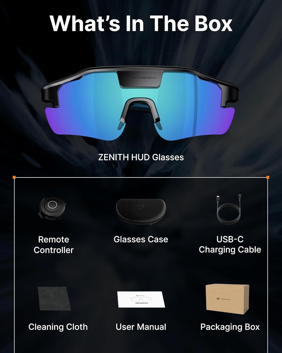 HUD Smart Sports Glasses — AR Display, AI Navigation, Heart Rate Monitor for Cycling & Hiking