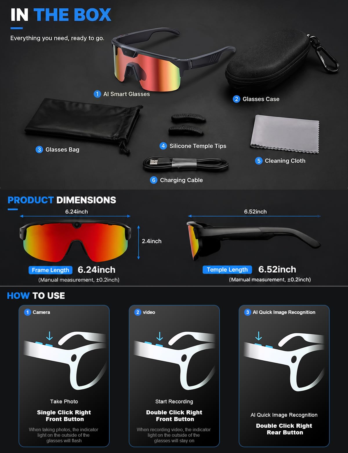 AI Sport Glasses with 30MP Camera & 4K Video — ChatGPT Voice, IP66 Waterproof, UV400 (Orange)