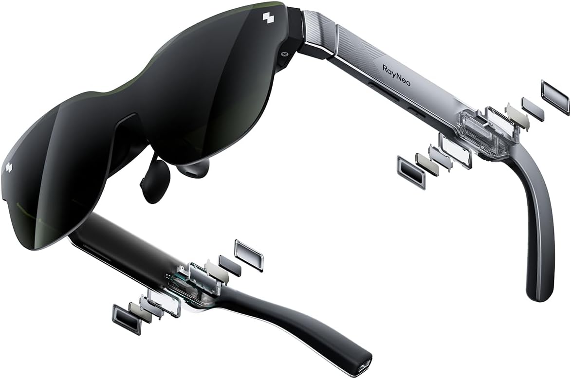 RayNeo Air 3s AR/XR Glasses, 201" at 6m, 120Hz FHD HueView Display, Portable AR Video Eyewear Gaming Glasses for iPhone 17/16/15, Android, Mac, Switch, PS5, Steam Deck - 3S-Silver