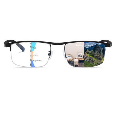 Photochromic Progressive Reading Glasses — Anti-Blue Light, UV400, Multifocal