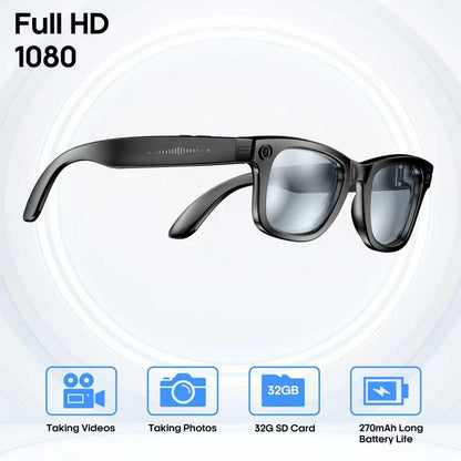 AI Smart Camera Glasses for Men Women, 4K Photography,1080P HD Video Recording,Real-Time Translation, Open-Ear Audio,Voice Assistant, Lightweight (White Frame-Red Lens)