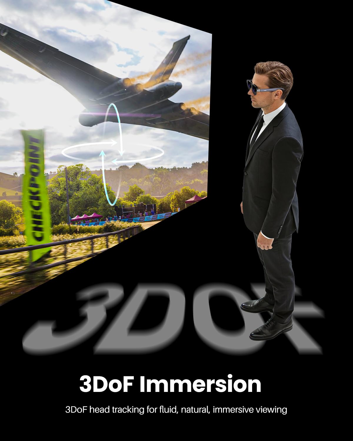 TOZO VIZO Z1 Pro AR Glasses 160" Virtual Screen, 1800 Nits, 120Hz Micro-OLED Display, 2D/3D, Dual Stereo Speakers, USB-C Plug, Detachable Frame, Lightest Portable Wearable Display for iPhone & Android
