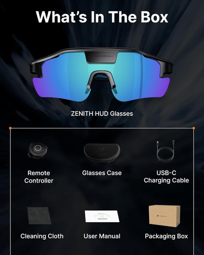 HUD Smart Sports Glasses — AR Display, AI Navigation, Heart Rate Monitor for Cycling & Hiking
