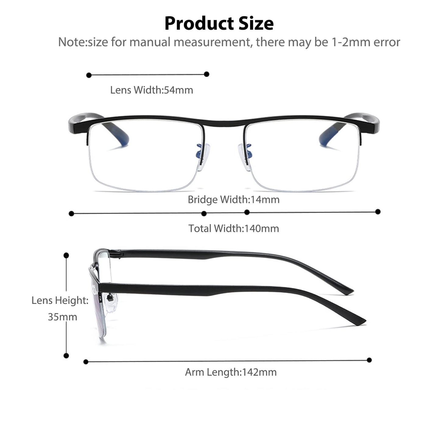 Photochromic Progressive Reading Glasses — Anti-Blue Light, UV400, Multifocal