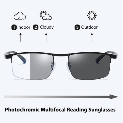 Photochromic Progressive Reading Glasses — Anti-Blue Light, UV400, Multifocal