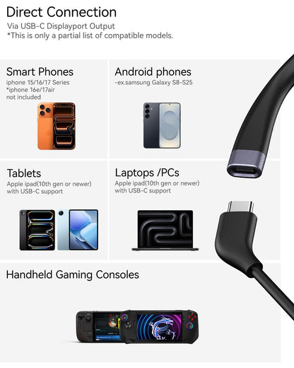 TOZO VIZO Z1 Pro AR Glasses 160" Virtual Screen, 1800 Nits, 120Hz Micro-OLED Display, 2D/3D, Dual Stereo Speakers, USB-C Plug, Detachable Frame, Lightest Portable Wearable Display for iPhone & Android