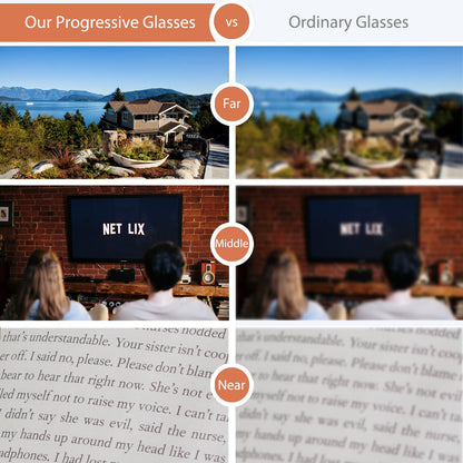 Photochromic Progressive Reading Glasses — Anti-Blue Light, UV400, Multifocal