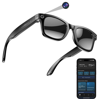 AI Smart Camera Glasses for Men Women, 4K Photography,1080P HD Video Recording,Real-Time Translation, Open-Ear Audio,Voice Assistant, Lightweight (White Frame-Red Lens)