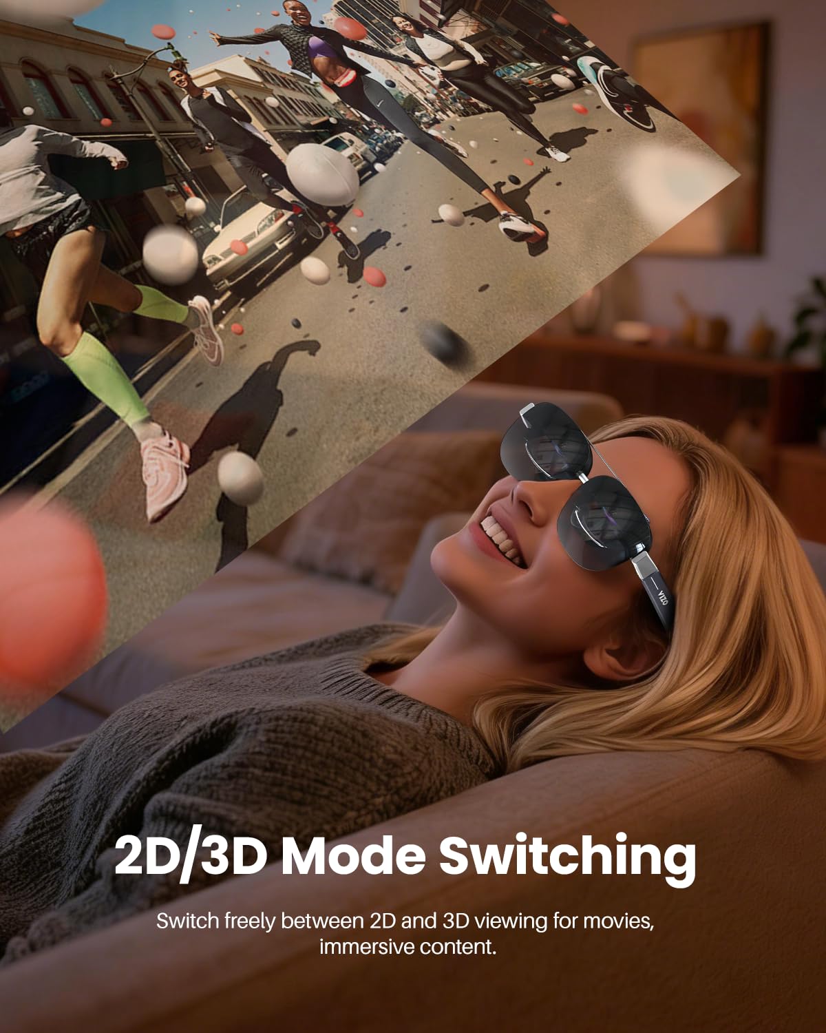 TOZO VIZO Z1 Pro AR Glasses 160" Virtual Screen, 1800 Nits, 120Hz Micro-OLED Display, 2D/3D, Dual Stereo Speakers, USB-C Plug, Detachable Frame, Lightest Portable Wearable Display for iPhone & Android