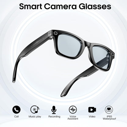 AI Smart Camera Glasses for Men Women, 4K Photography,1080P HD Video Recording,Real-Time Translation, Open-Ear Audio,Voice Assistant, Lightweight (White Frame-Red Lens)
