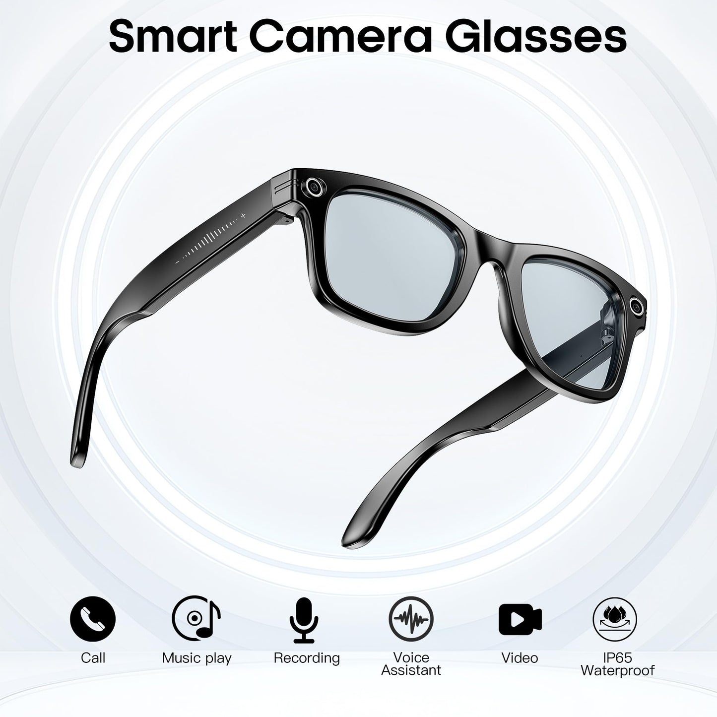 AI Smart Camera Glasses for Men Women, 4K Photography,1080P HD Video Recording,Real-Time Translation, Open-Ear Audio,Voice Assistant, Lightweight (White Frame-Red Lens)