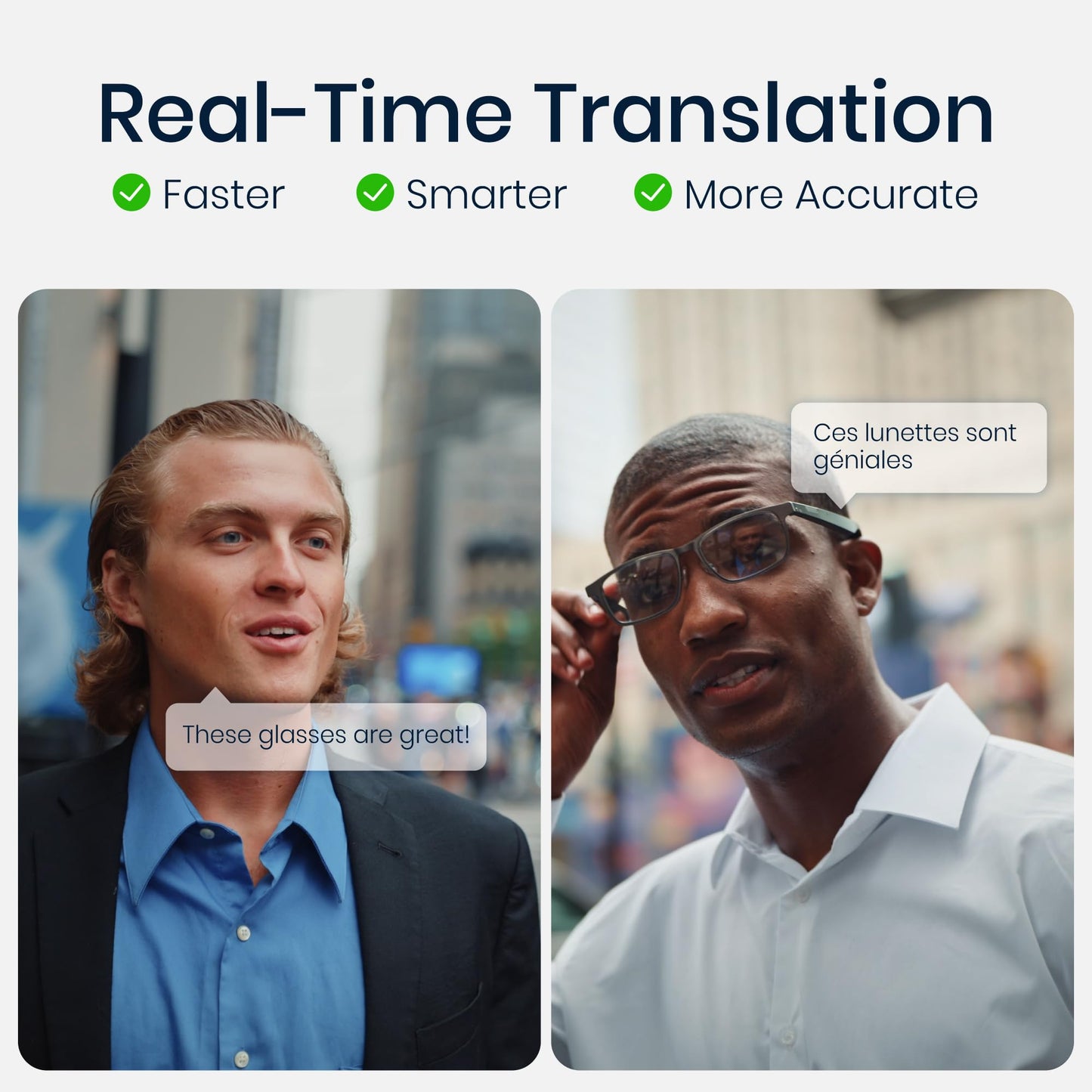 AI Smart Glasses — Real-Time Translation, Meeting Transcription & 48H Battery (No Camera, Privacy-First)