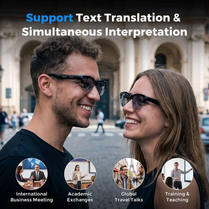 AI Smart Glasses with 4K HD Camera — Real-Time Translation, IP65 Waterproof, Open-Ear Bluetooth