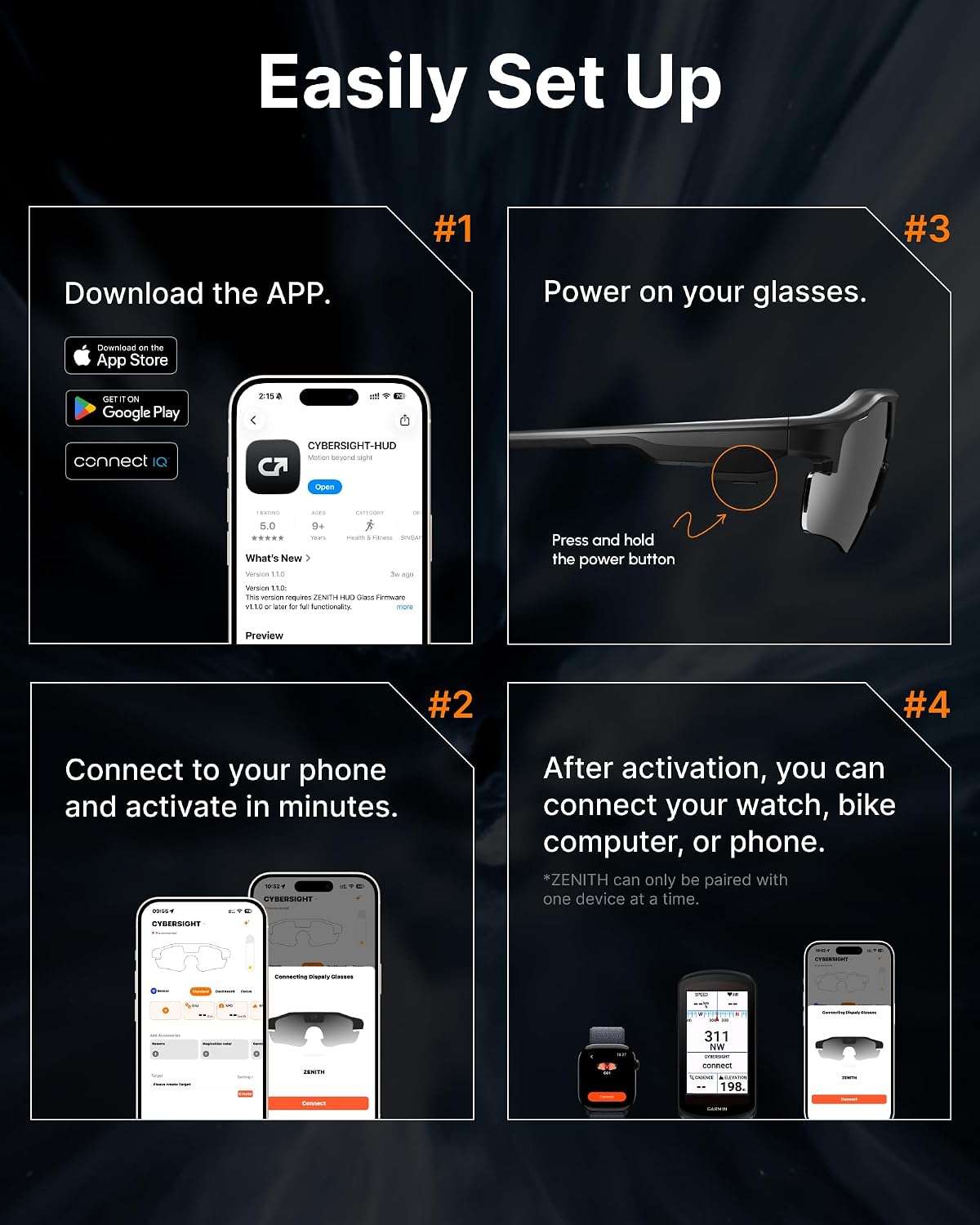 HUD Smart Sports Glasses — AR Display, AI Navigation, Heart Rate Monitor for Cycling & Hiking