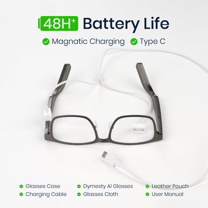 AI Smart Glasses — Real-Time Translation, Meeting Transcription & 48H Battery (No Camera, Privacy-First)