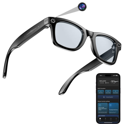 AI Smart Camera Glasses for Men Women, 4K Photography,1080P HD Video Recording,Real-Time Translation, Open-Ear Audio,Voice Assistant, Lightweight (White Frame-Red Lens)
