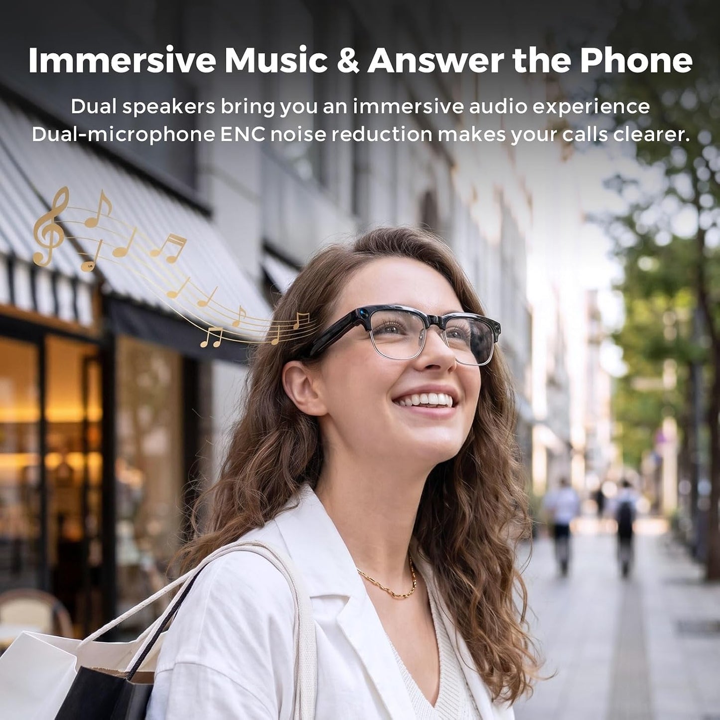 AI Smart Glasses with 4K HD Camera — Real-Time Translation, IP65 Waterproof, Open-Ear Bluetooth