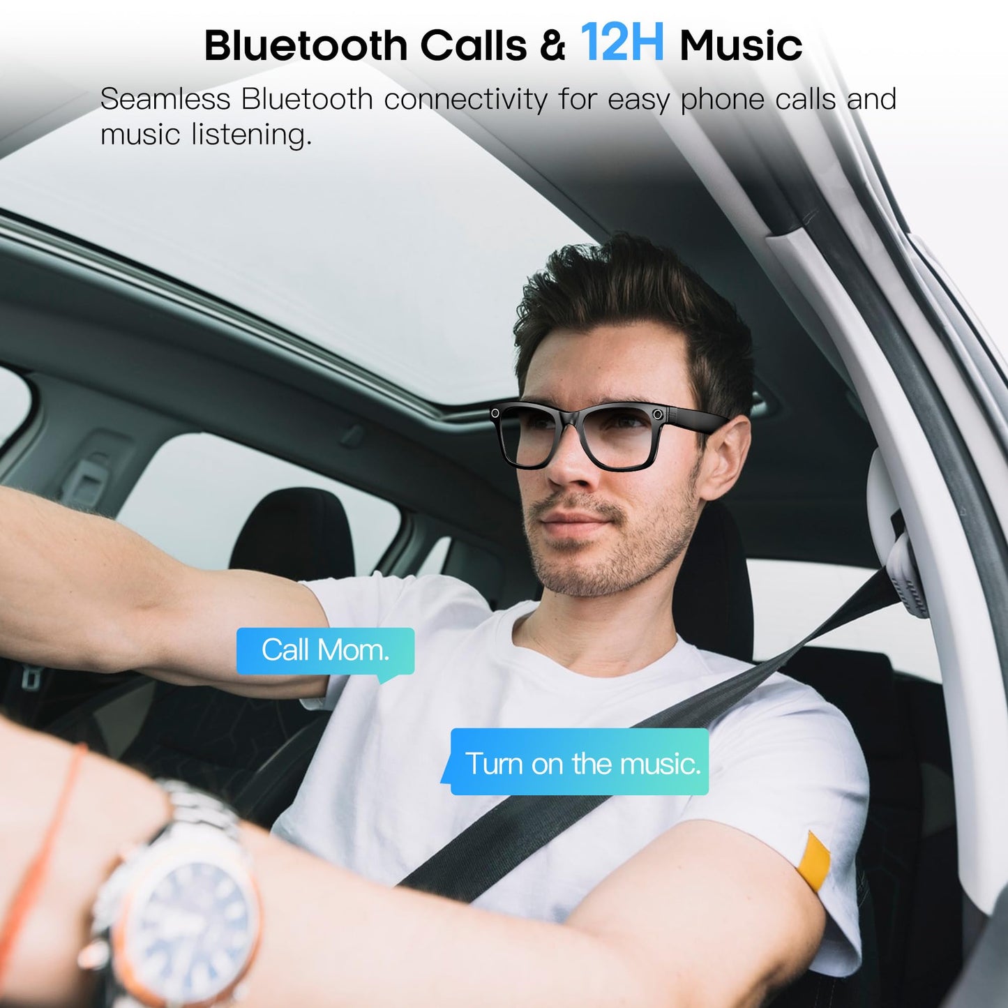 AI Smart Camera Glasses for Men Women, 4K Photography,1080P HD Video Recording,Real-Time Translation, Open-Ear Audio,Voice Assistant, Lightweight (White Frame-Red Lens)