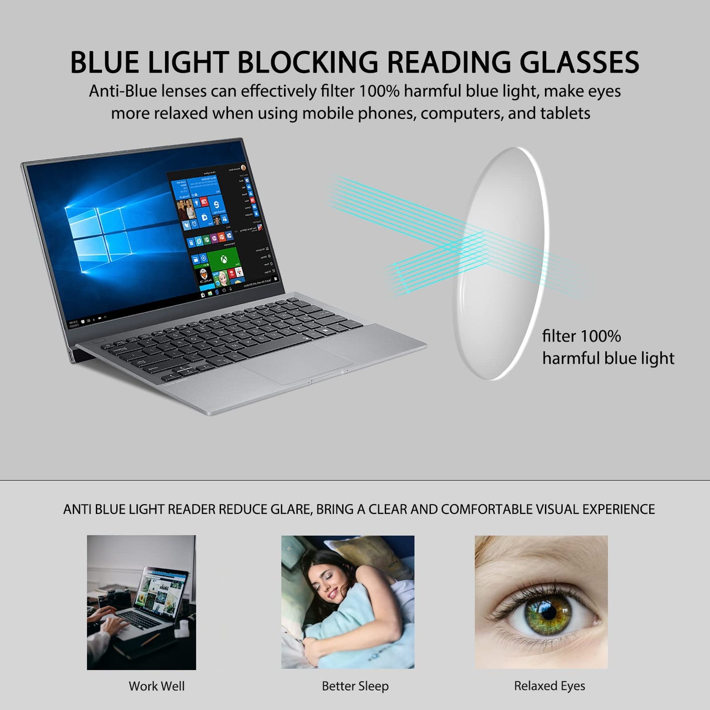 Photochromic Progressive Reading Glasses — Anti-Blue Light, UV400, Multifocal