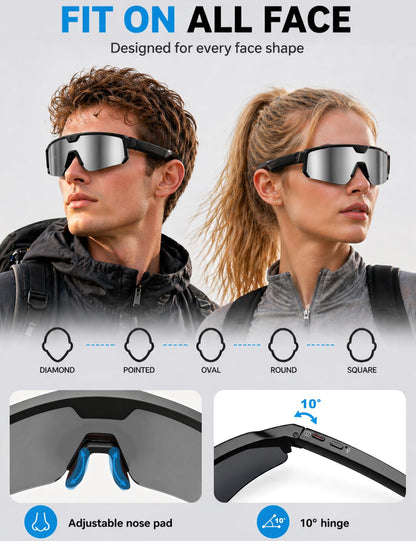AI Sport Glasses with 30MP Camera & 4K Video — ChatGPT Voice, IP66 Waterproof, UV400 (Orange)