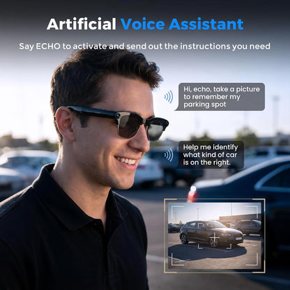 AI Smart Glasses with 4K HD Camera — Real-Time Translation, IP65 Waterproof, Open-Ear Bluetooth