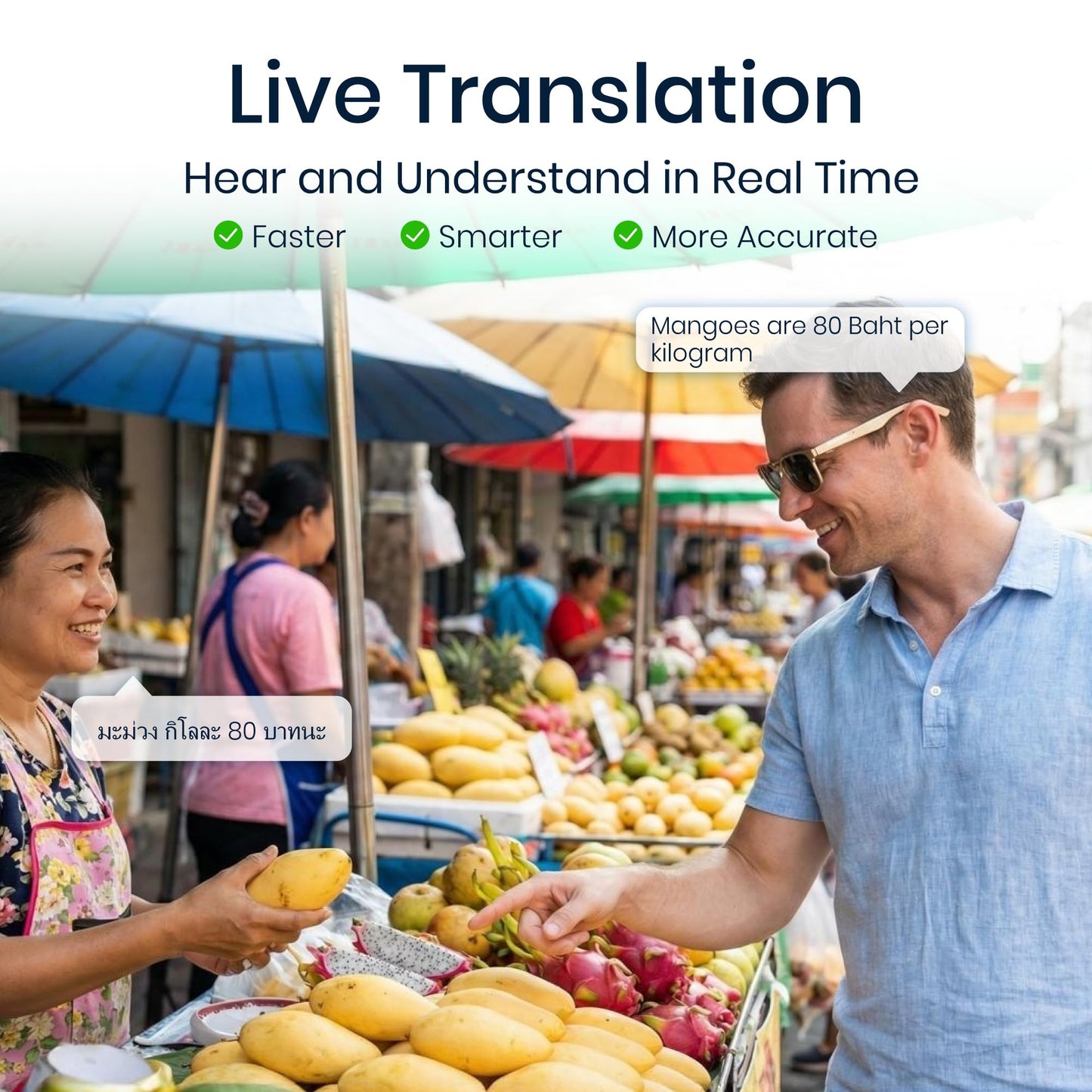 AI Smart Glasses — Real-Time Translation, Meeting Transcription & 48H Battery (No Camera, Privacy-First)