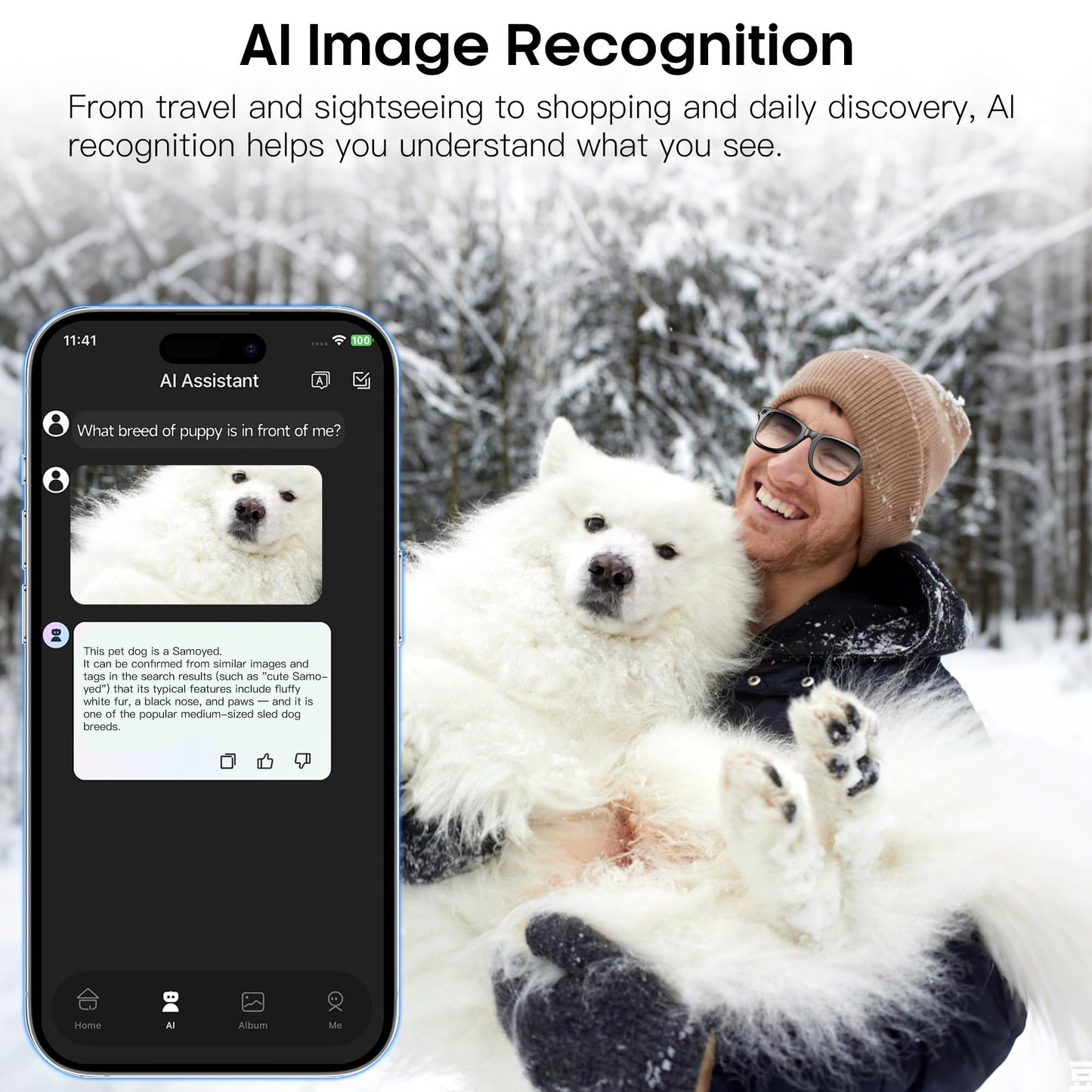 AI Smart Camera Glasses for Men Women, 4K Photography,1080P HD Video Recording,Real-Time Translation, Open-Ear Audio,Voice Assistant, Lightweight (White Frame-Red Lens)