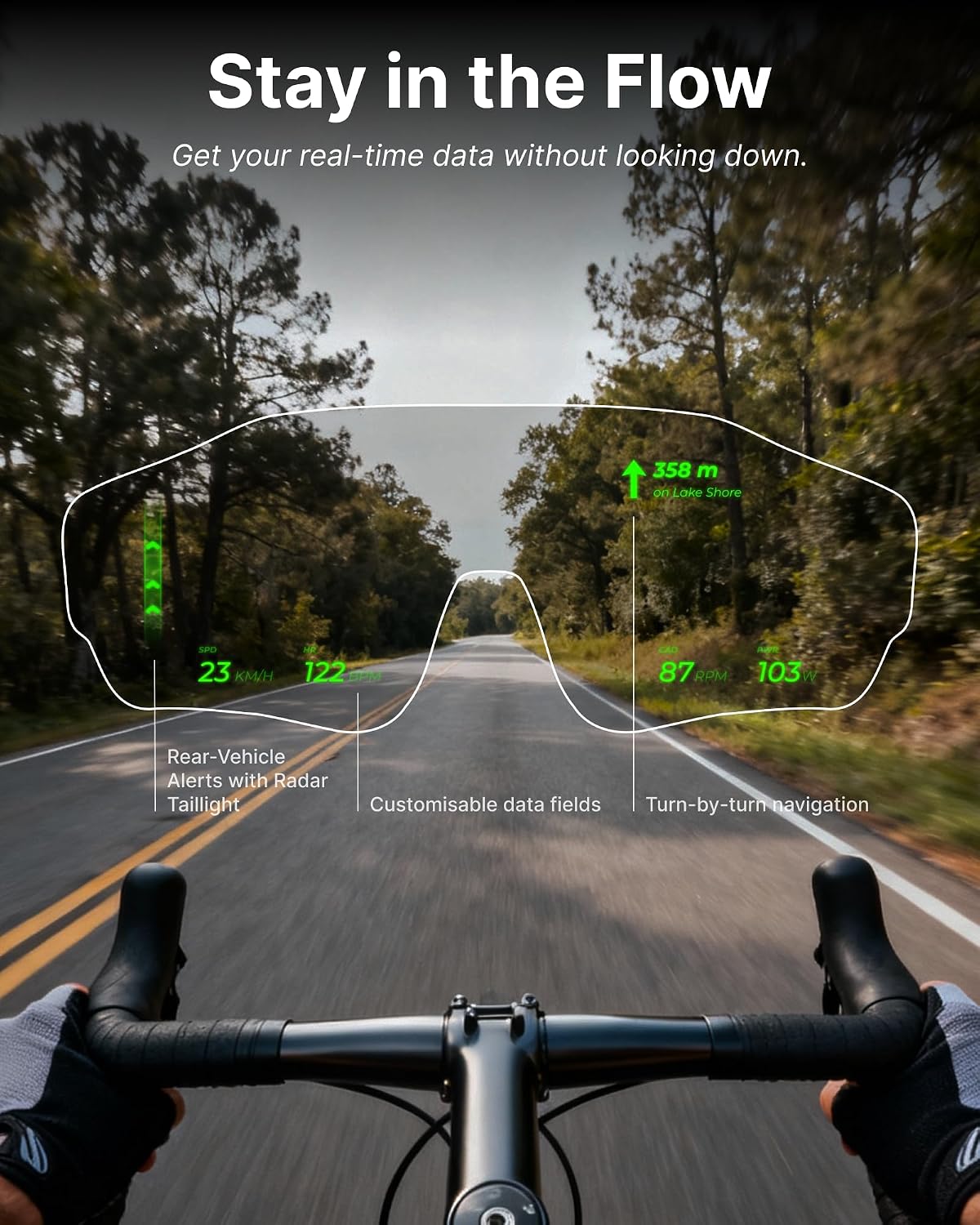 HUD Smart Sports Glasses — AR Display, AI Navigation, Heart Rate Monitor for Cycling & Hiking