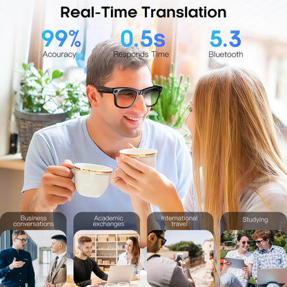 AI Smart Camera Glasses for Men Women, 4K Photography,1080P HD Video Recording,Real-Time Translation, Open-Ear Audio,Voice Assistant, Lightweight (White Frame-Red Lens)
