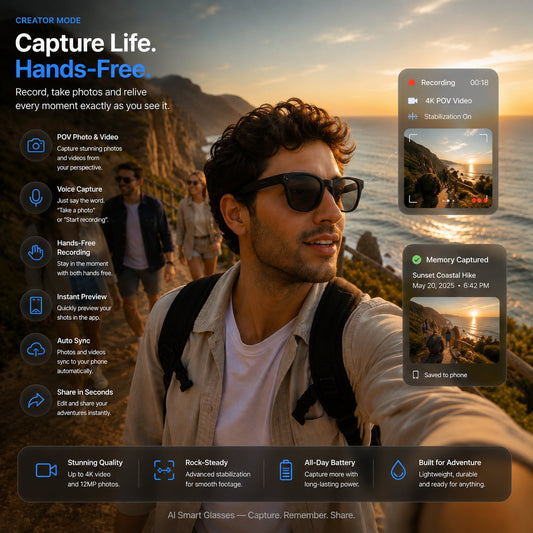 AI Smart Glasses – 4K Camera, Live Translation & AR Navigation