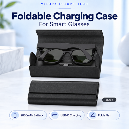 Foldable Charging Case for Smart Glasses — 2000mAh Portable Travel Charger