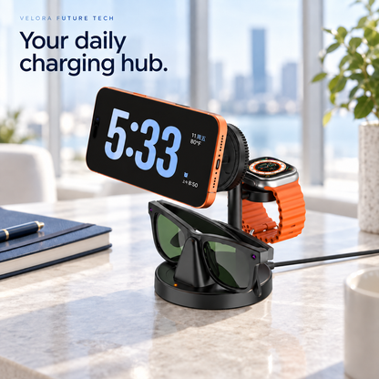 3-in-1 Fast Charging Station — Smart Glasses, Phone & Watch